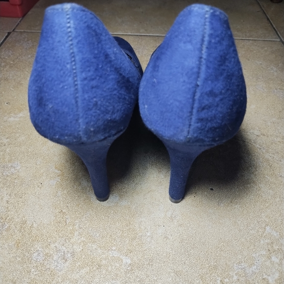 Fioni Vintage Y2K Cobalt Blue Faux Suede High Heeled Shoes Size 9 - Picture 5 of 6